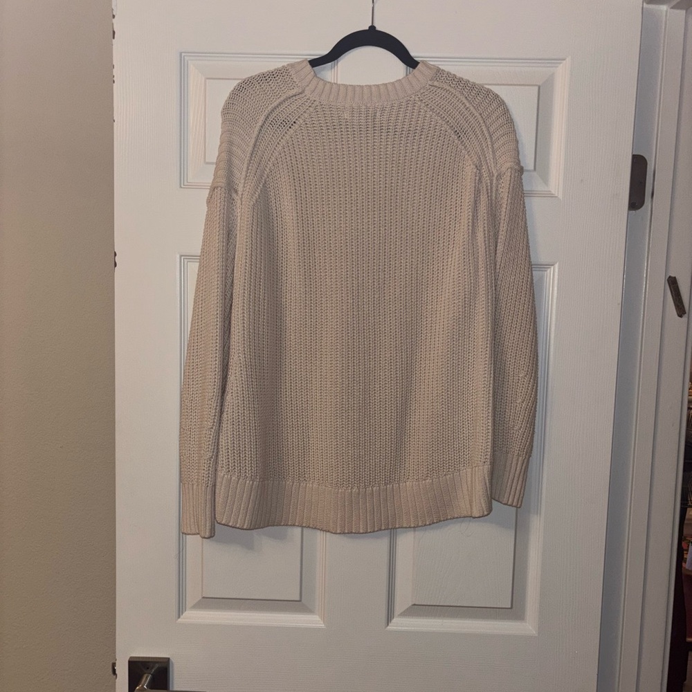 Cream Knit Crewneck Sweater - Women's American Eagle Outfitters - Picture 2 of 3